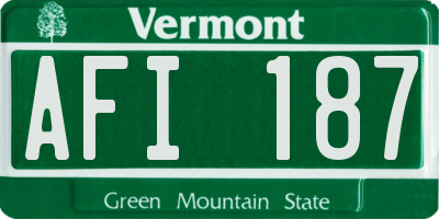 VT license plate AFI187
