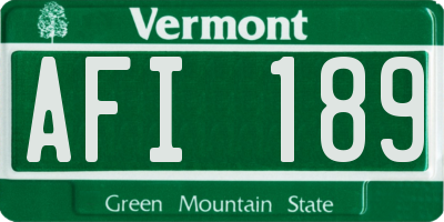 VT license plate AFI189