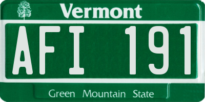 VT license plate AFI191