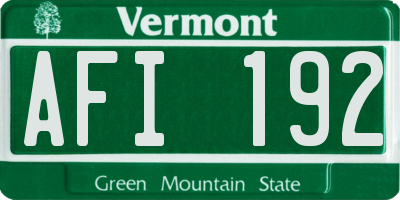 VT license plate AFI192