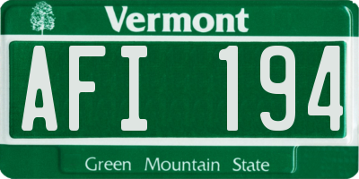 VT license plate AFI194