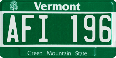 VT license plate AFI196
