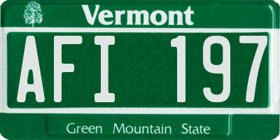 VT license plate AFI197