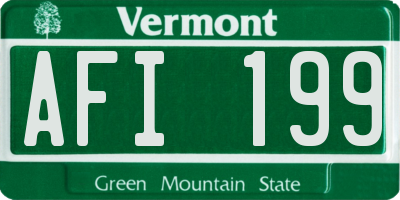 VT license plate AFI199