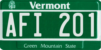 VT license plate AFI201