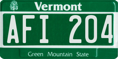 VT license plate AFI204