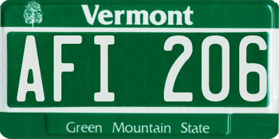 VT license plate AFI206