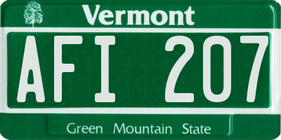 VT license plate AFI207