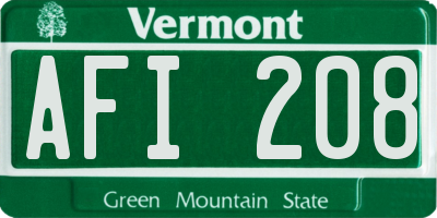 VT license plate AFI208