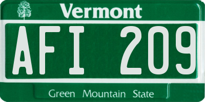 VT license plate AFI209