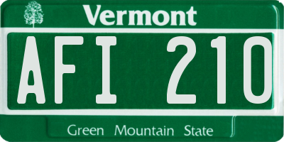 VT license plate AFI210