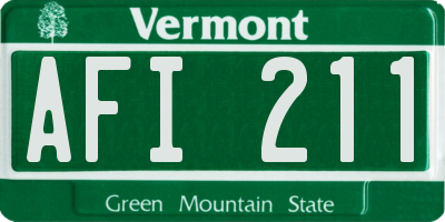 VT license plate AFI211