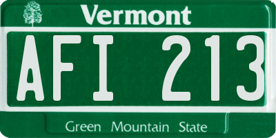 VT license plate AFI213