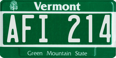 VT license plate AFI214