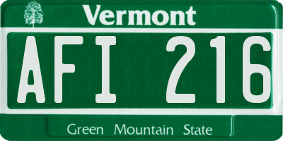 VT license plate AFI216