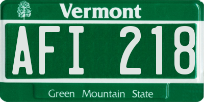 VT license plate AFI218