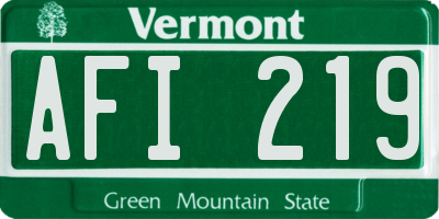 VT license plate AFI219