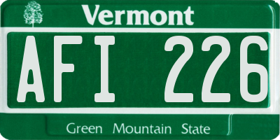 VT license plate AFI226