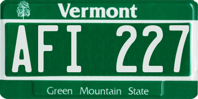 VT license plate AFI227