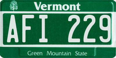 VT license plate AFI229