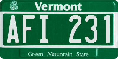 VT license plate AFI231