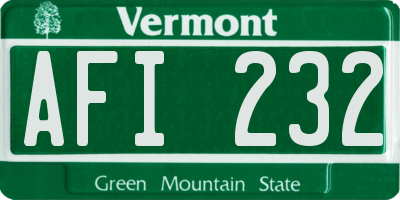 VT license plate AFI232