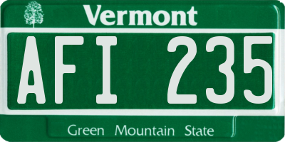 VT license plate AFI235
