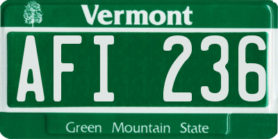 VT license plate AFI236