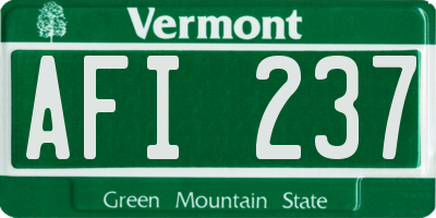 VT license plate AFI237