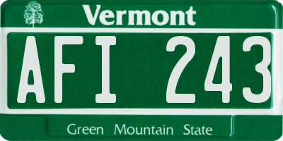 VT license plate AFI243