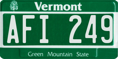 VT license plate AFI249