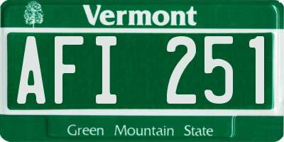 VT license plate AFI251