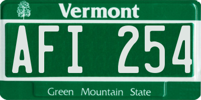 VT license plate AFI254