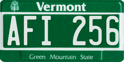 VT license plate AFI256