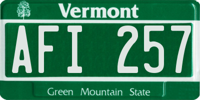 VT license plate AFI257