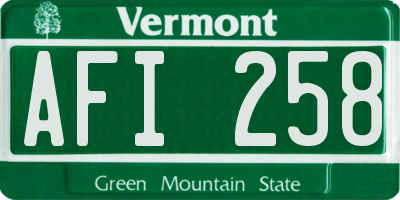 VT license plate AFI258