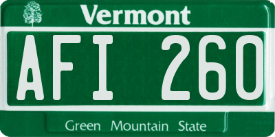 VT license plate AFI260