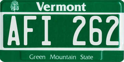 VT license plate AFI262