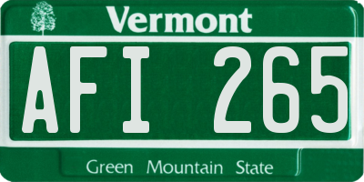 VT license plate AFI265