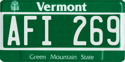 VT license plate AFI269