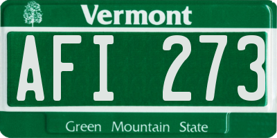 VT license plate AFI273