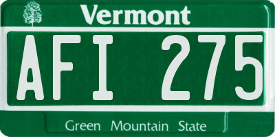 VT license plate AFI275