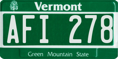 VT license plate AFI278