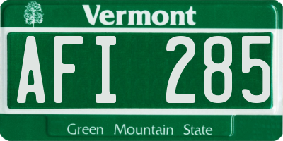 VT license plate AFI285