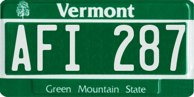VT license plate AFI287
