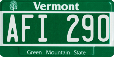 VT license plate AFI290