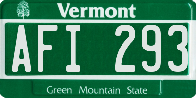 VT license plate AFI293