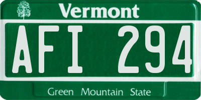VT license plate AFI294