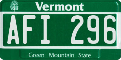 VT license plate AFI296