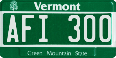 VT license plate AFI300